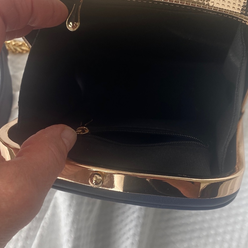 Camera Purse Elegant Navy Blue and Gold Women's Mini Handbag NWOT - Picture 8 of 14